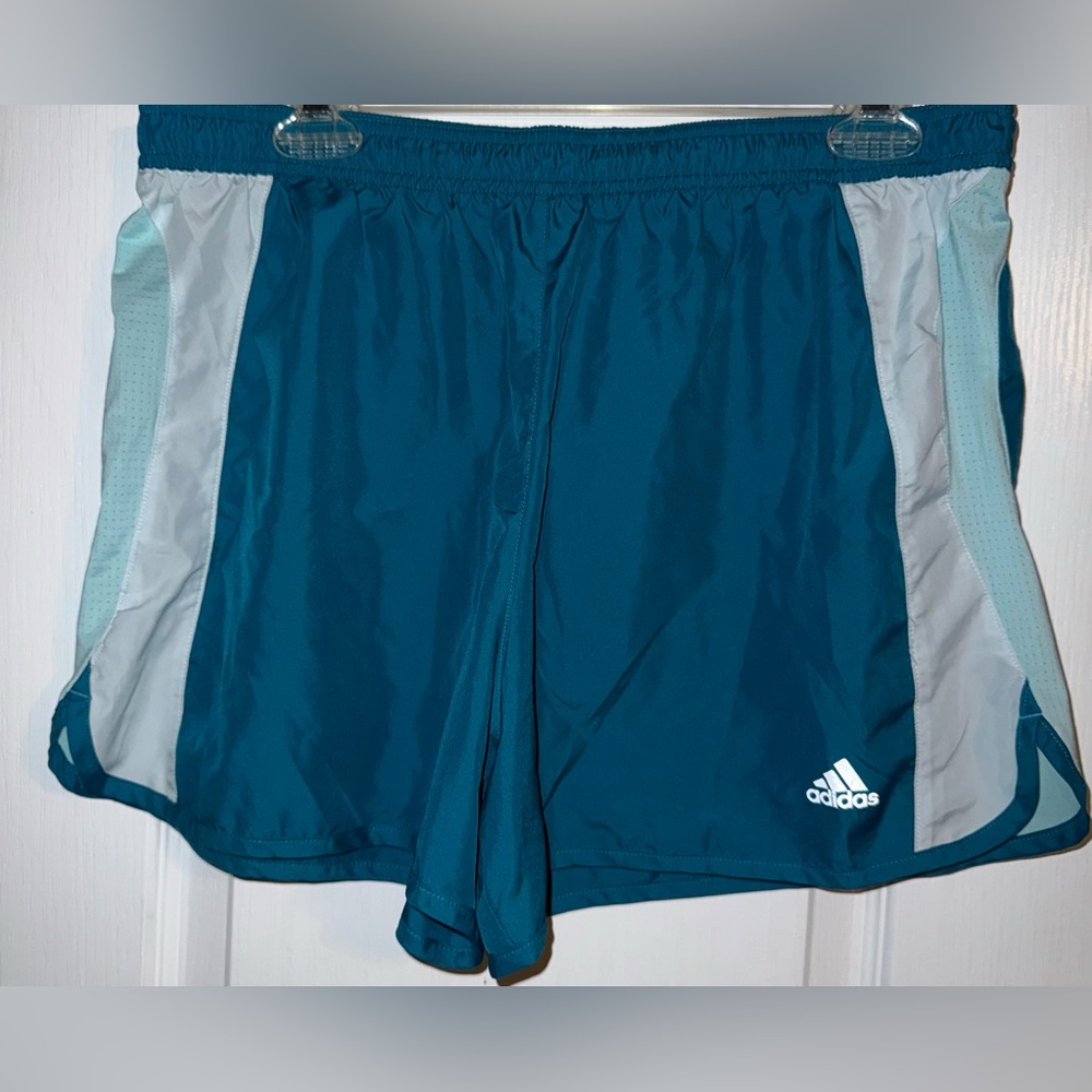 Adidas Teal White Athletic Running Shorts Size L